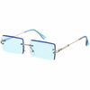 Gafas de sol rectangulares de metal con lentes biseladas teñidas de color de lujo D224