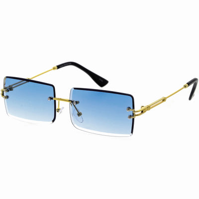 Gafas de sol rectangulares de metal con lentes biseladas neutras cuadradas de lujo D225