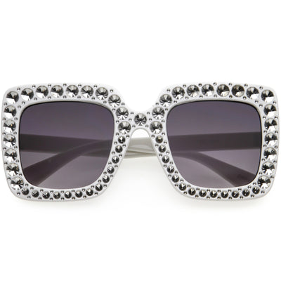 Gafas de sol cuadradas extragrandes y glamorosas con diamantes de imitación sintéticos para niños D228