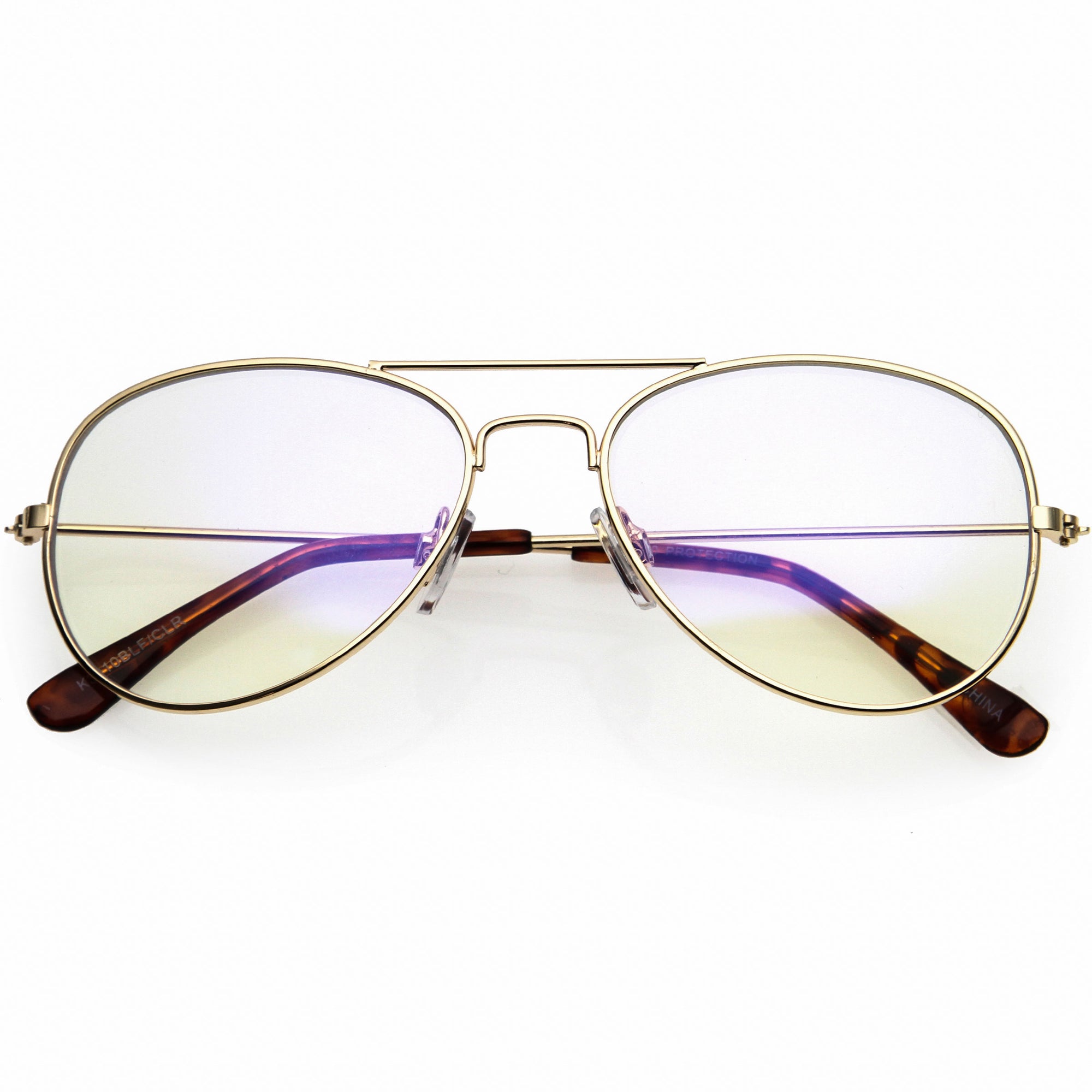 Gafas de sol de aviador con luz azul y barra transversal de metal