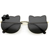 Kids Cute Bow Accented Metal Girls Cat Shaped Sunglasses D238