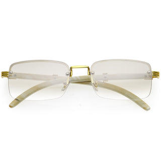 Gafas de sol cuadradas medianas, neutras, sin montura, de lujo, de inspiración vintage, D251 - Mármol dorado/desvanecimiento claro