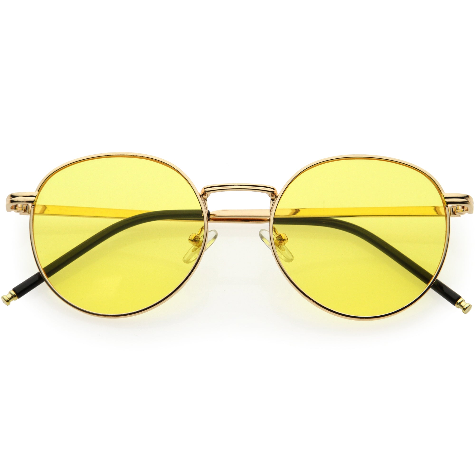 Elegantes y elegantes gafas de sol redondas circulares con detalles de metal ultradelgado D253