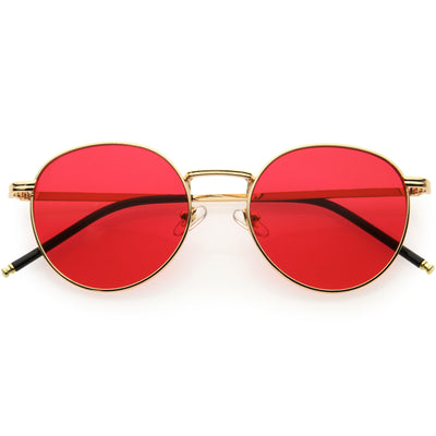 Elegantes y elegantes gafas de sol redondas circulares con detalles de metal ultradelgado D253