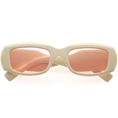 Gafas de sol rectangulares gruesas con lentes planas anchas retro D255