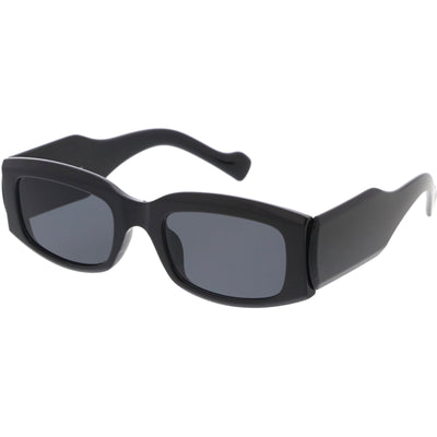 Gafas de sol rectangulares gruesas con lentes planas anchas retro D255