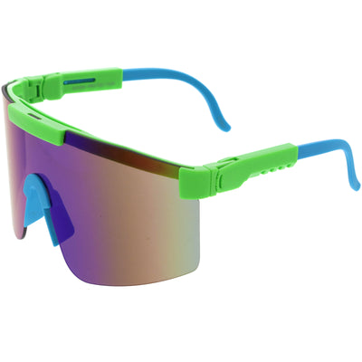 Gafas de sol con escudo monobloque Cyberpunk con panel lateral futurista ajustable D266