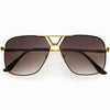 Elegantes gafas de sol de aviador cuadradas con lentes de color neutro D269