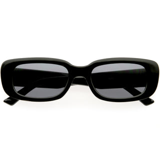 Retro Wide Vintage-Inspired Fashion Square Sunglasses D277 - Black / Smoke
