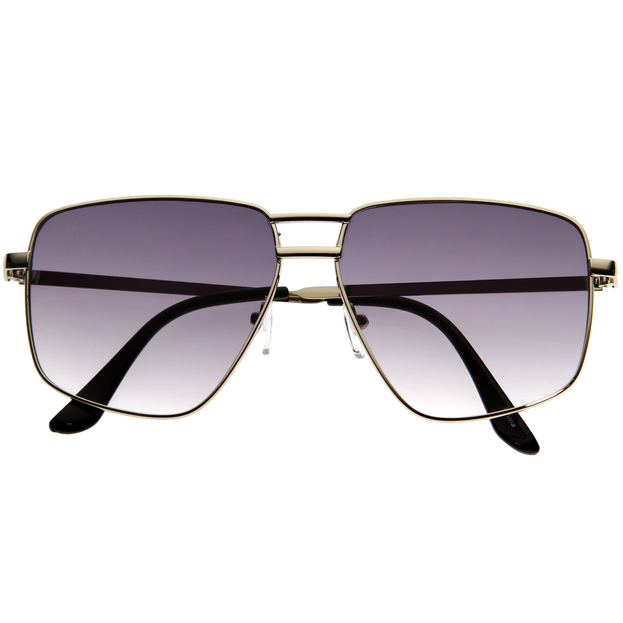 Elegantes gafas de sol de aviador cuadradas con lentes degradados de inspiración retro D316