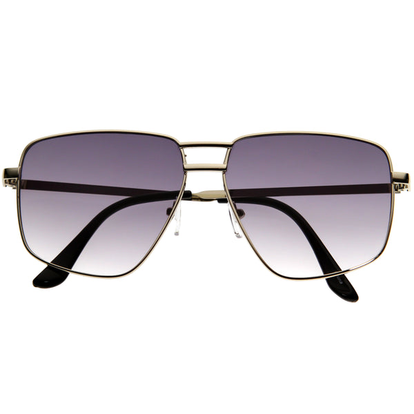 Sleek Retro-Inspired Gradient Lens Square Aviator Sunglasses  display picture 1