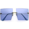 Gafas de sol cuadradas extragrandes con acento tachonado y sin montura de lujo D124