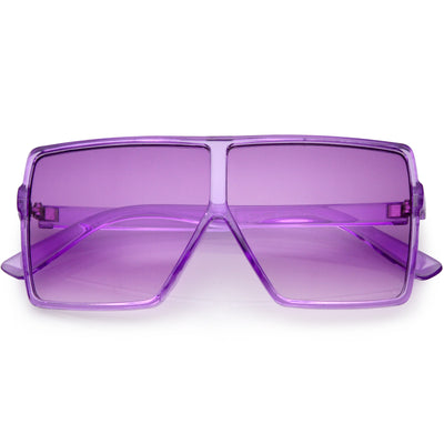 Gafas de sol de gran tamaño pequeñas con lentes tintadas de color cuadrado y parte superior plana translúcidas para niños D023